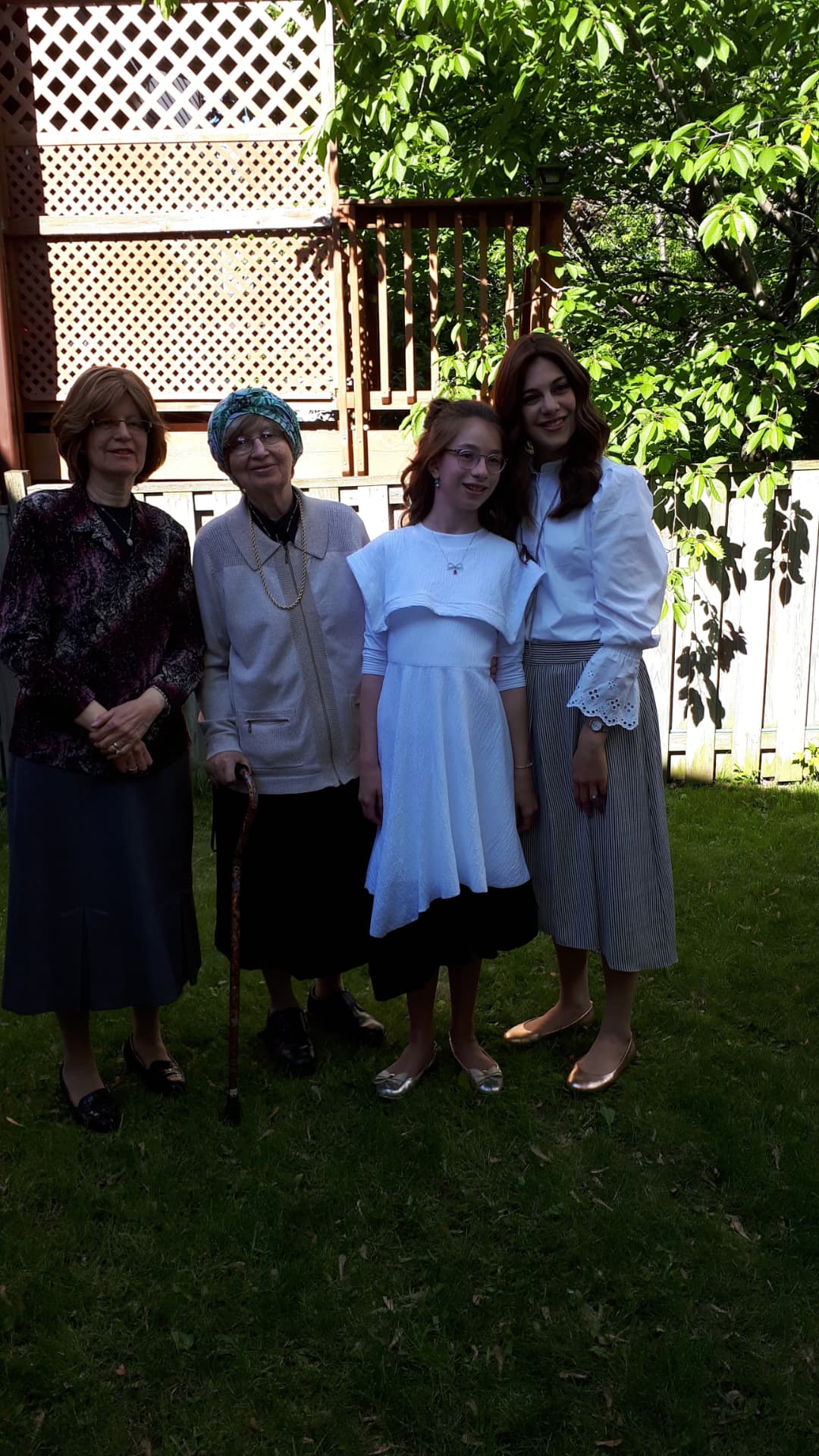 Four generations together in the backyard